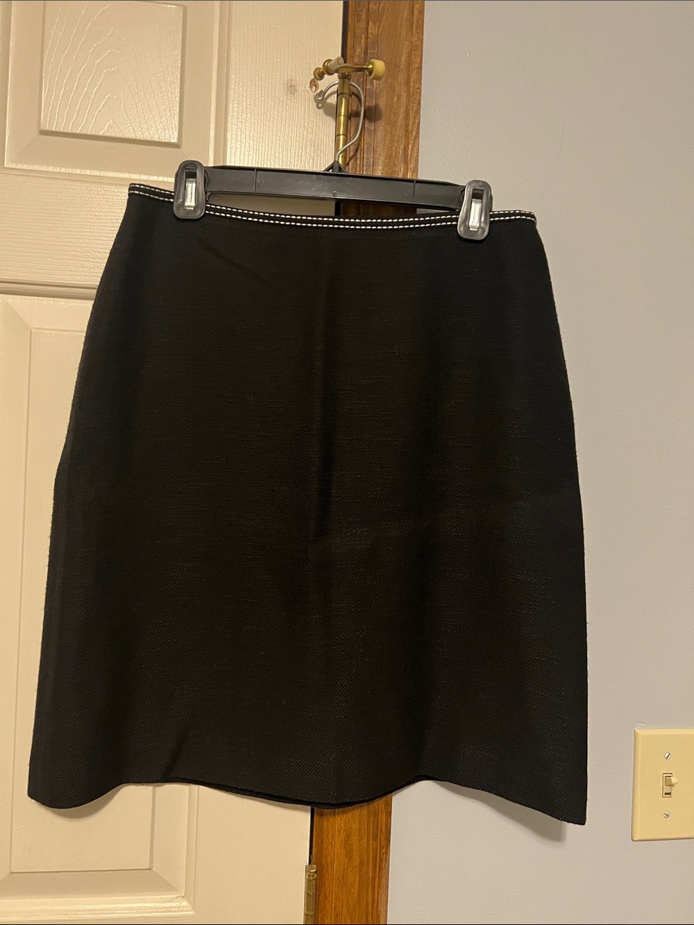 Ann Taylor Black A-Line Skirt with Contrast Waist Stitching